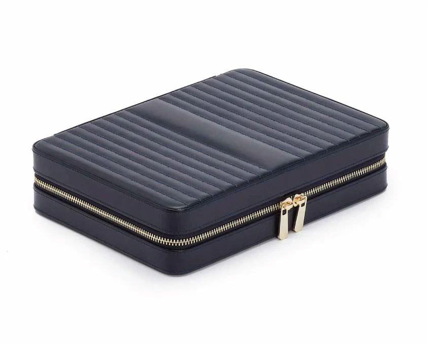 WOLF Jewellery Case Maria Zip Large Navy - Image 2