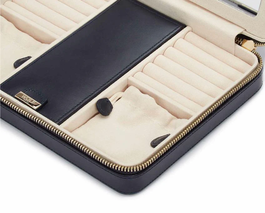 WOLF Jewellery Case Maria Zip Large Navy - Image 3