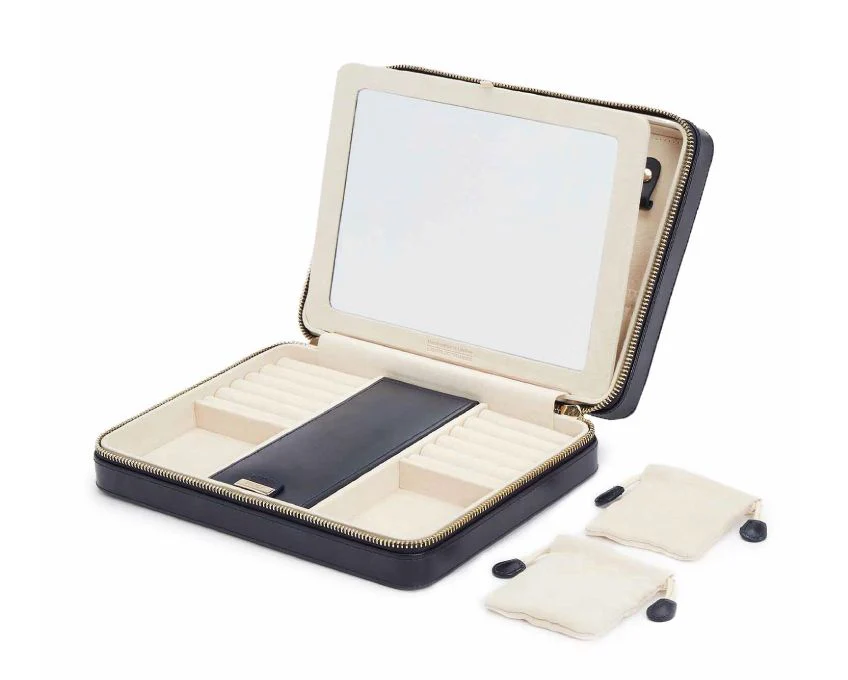 WOLF Jewellery Case Maria Zip Large Navy - Image 4