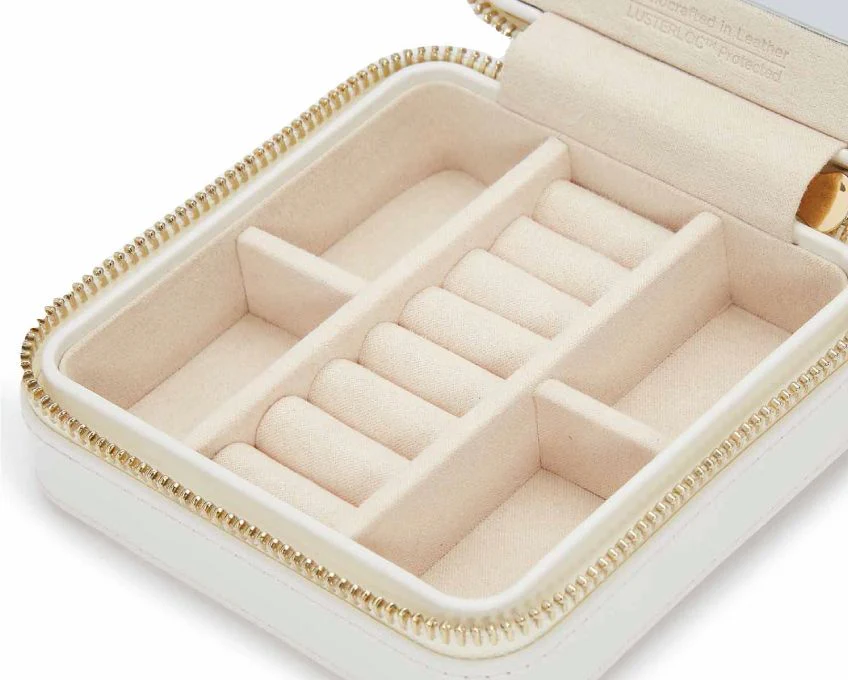 WOLF Jewellery Case Maria Zip Small White - Image 3