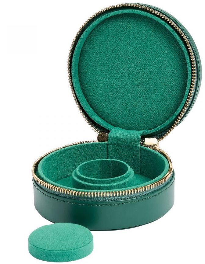 WOLF Jewellery Case Sophia Round Zip Case Forest Green - Image 2