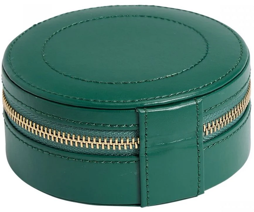 WOLF Jewellery Case Sophia Round Zip Case Forest Green - Image 5