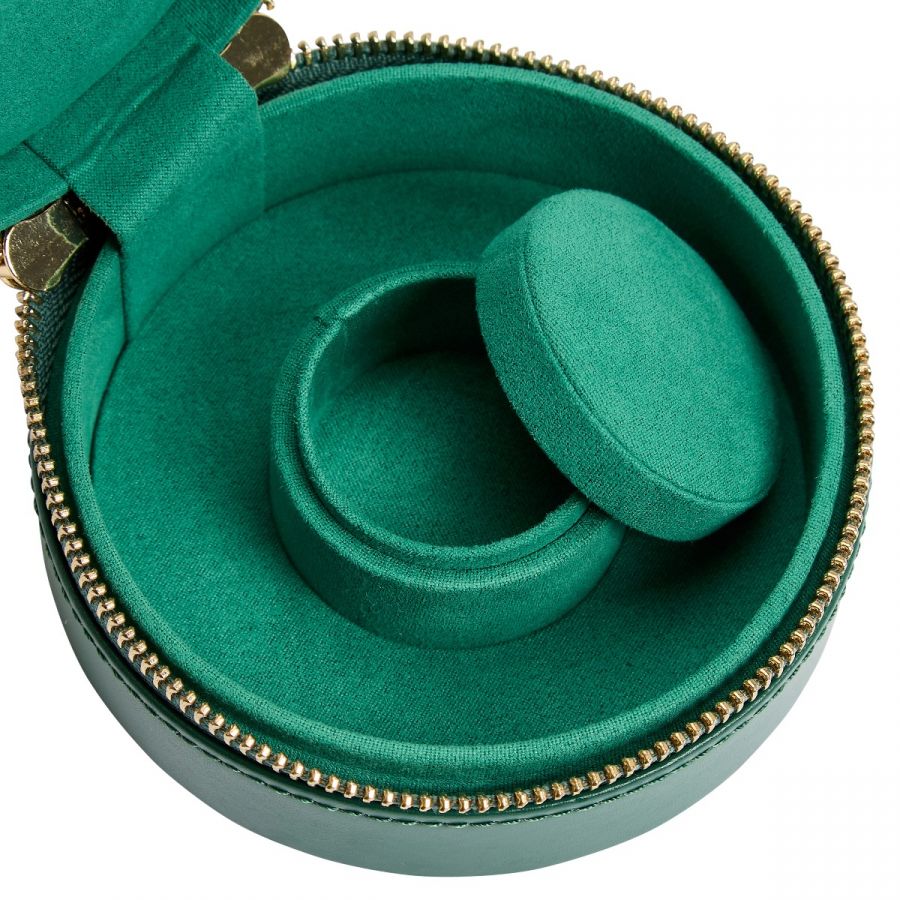 WOLF Jewellery Case Sophia Round Zip Case Forest Green - Image 6
