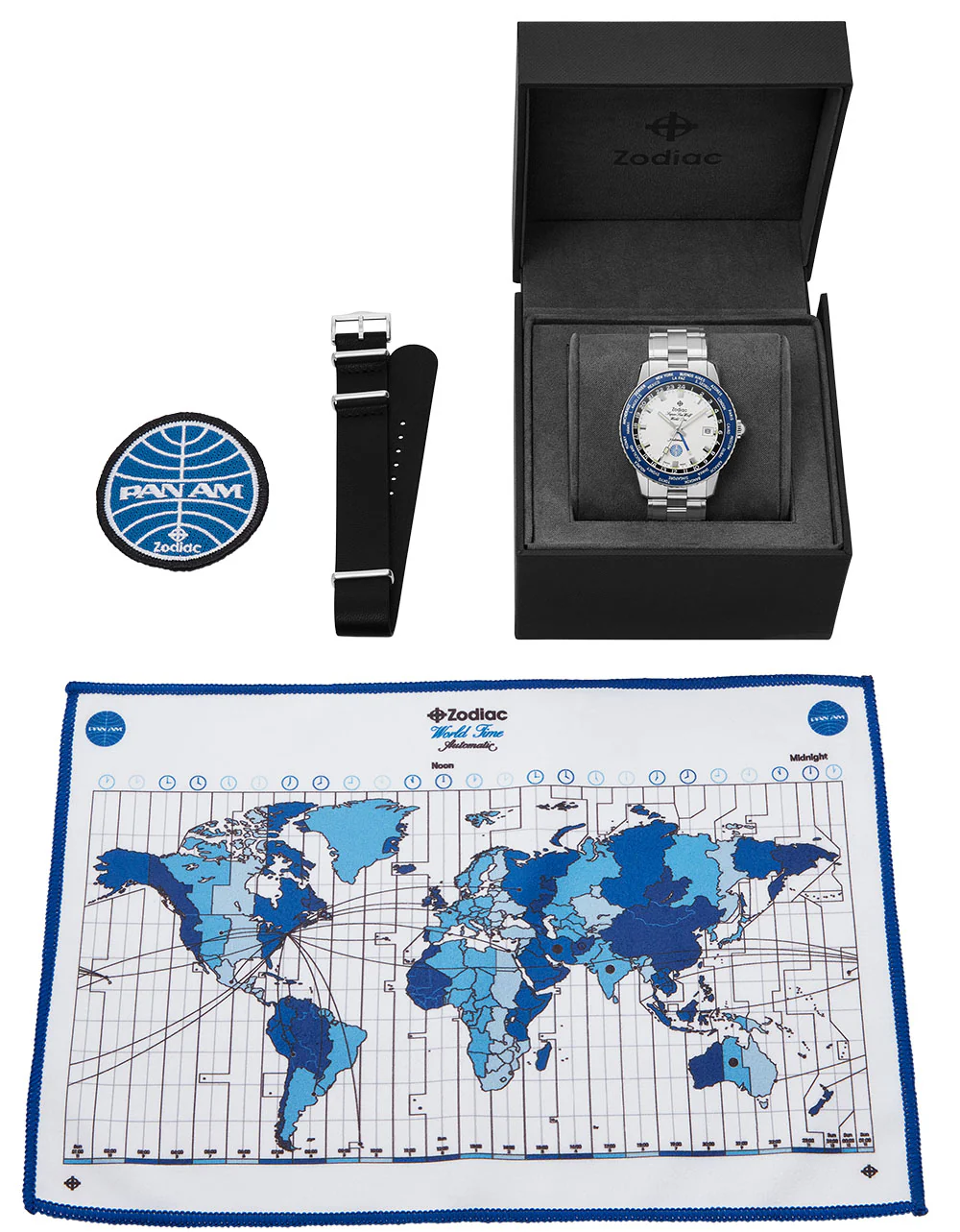 Zodiac Watch Super Sea Wolf World Time GMT Pan Am D - Image 8